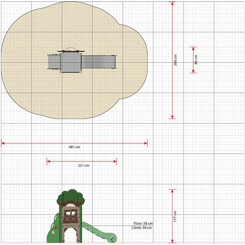 Miniplay Lui dimensions and safety area Miniplay Lui dimensions and safety area